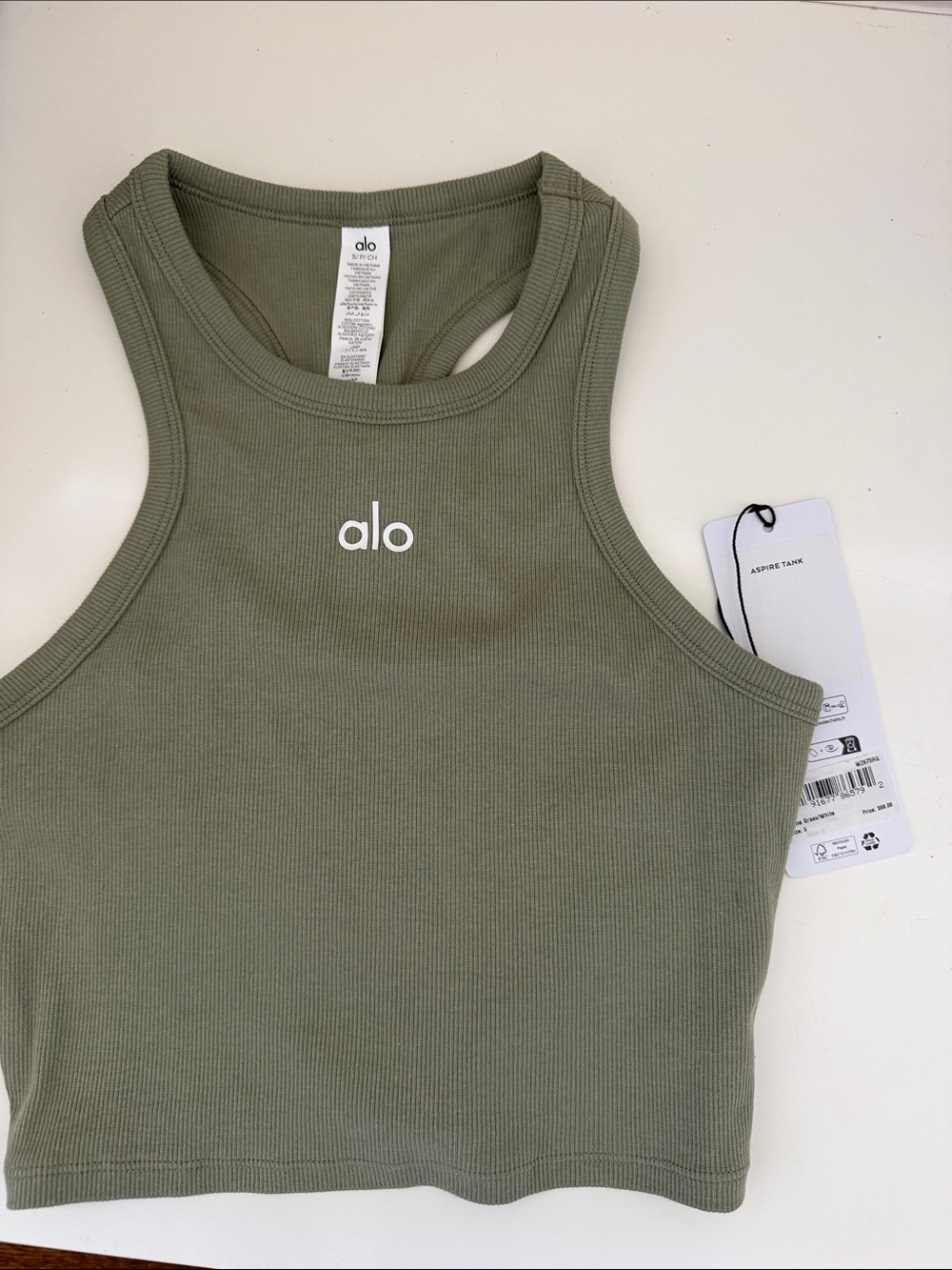 NWT ALO Yoga Aspire Ribbed High-Neck Racerback Crop Tank